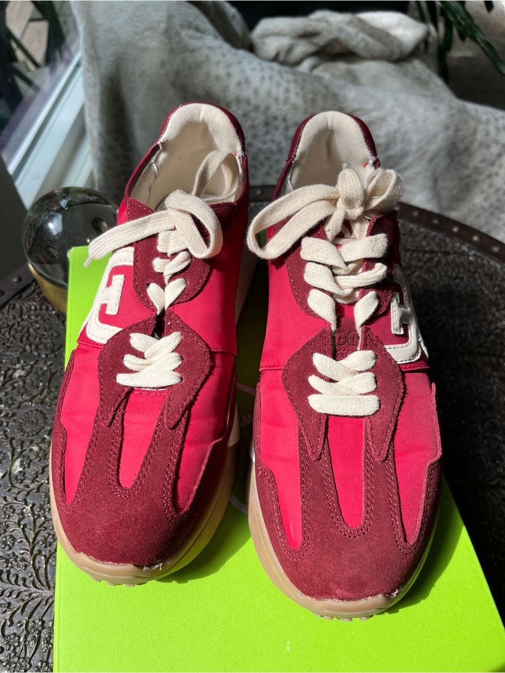 SAM EDELMAN LANGLEY LACE UP SNEAKERS IN DEEP SCARLET RED SUEDE 7 - Picture 8 of 11